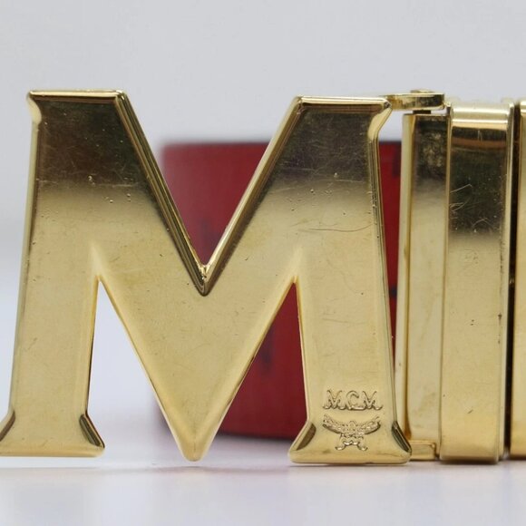 MCM Claus M Reversible Logo Belt Red & Blue Size 40 - Picture 5 of 15